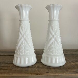 Elegant Milk Glass Bud Vase Set